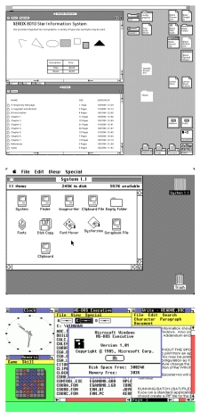 First desktops: Xerox Star (1980), Apple Macintosh (1984) and Microsoft Windows (1985)